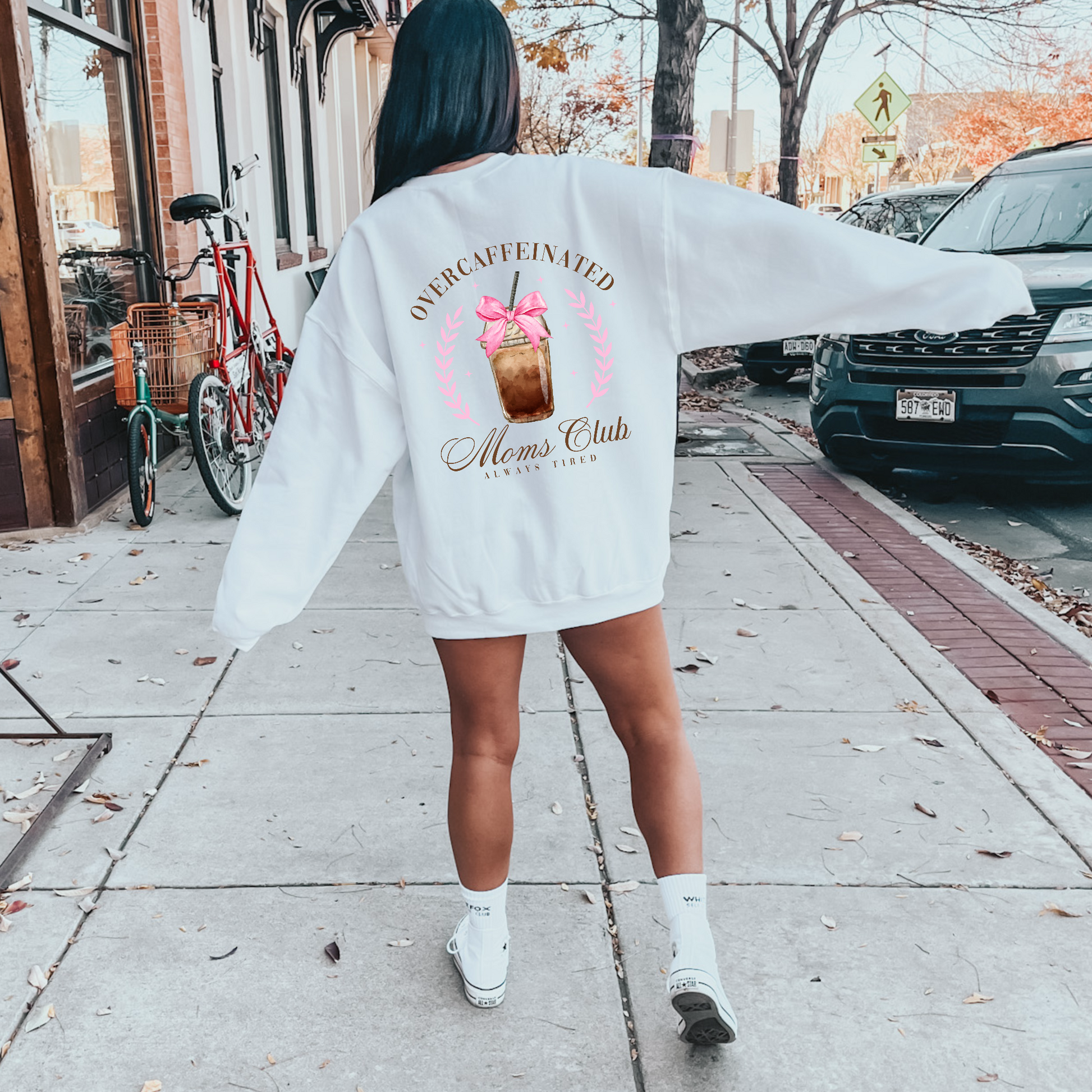 Over Caffeinated Mom's Club T-Shirt /Sweatshirt Sweatshirt