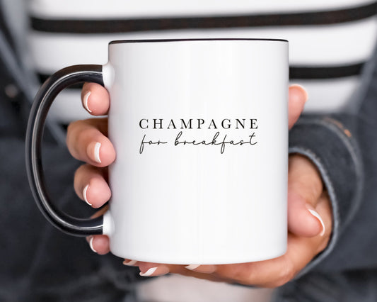 Champagne For Breakfast Mug White & Black