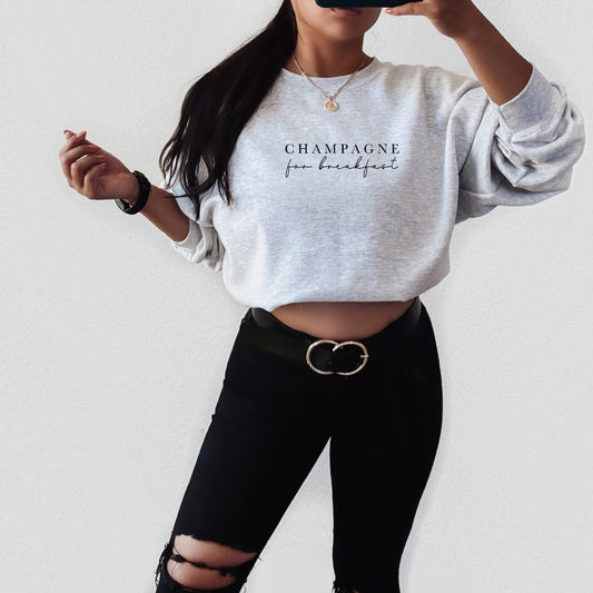 Champagne For Breakfast Sweatshirt Grey