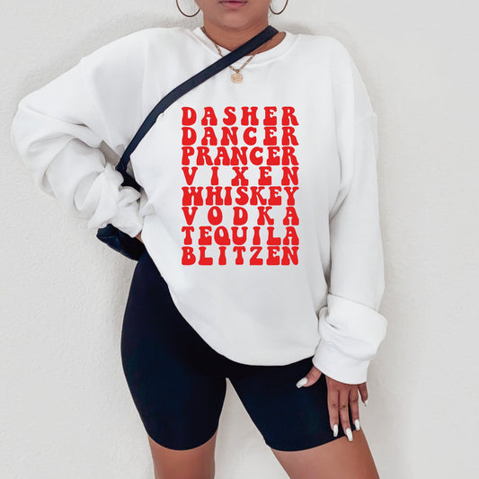 Dasher Dancer Vixen Sweatshirt Red