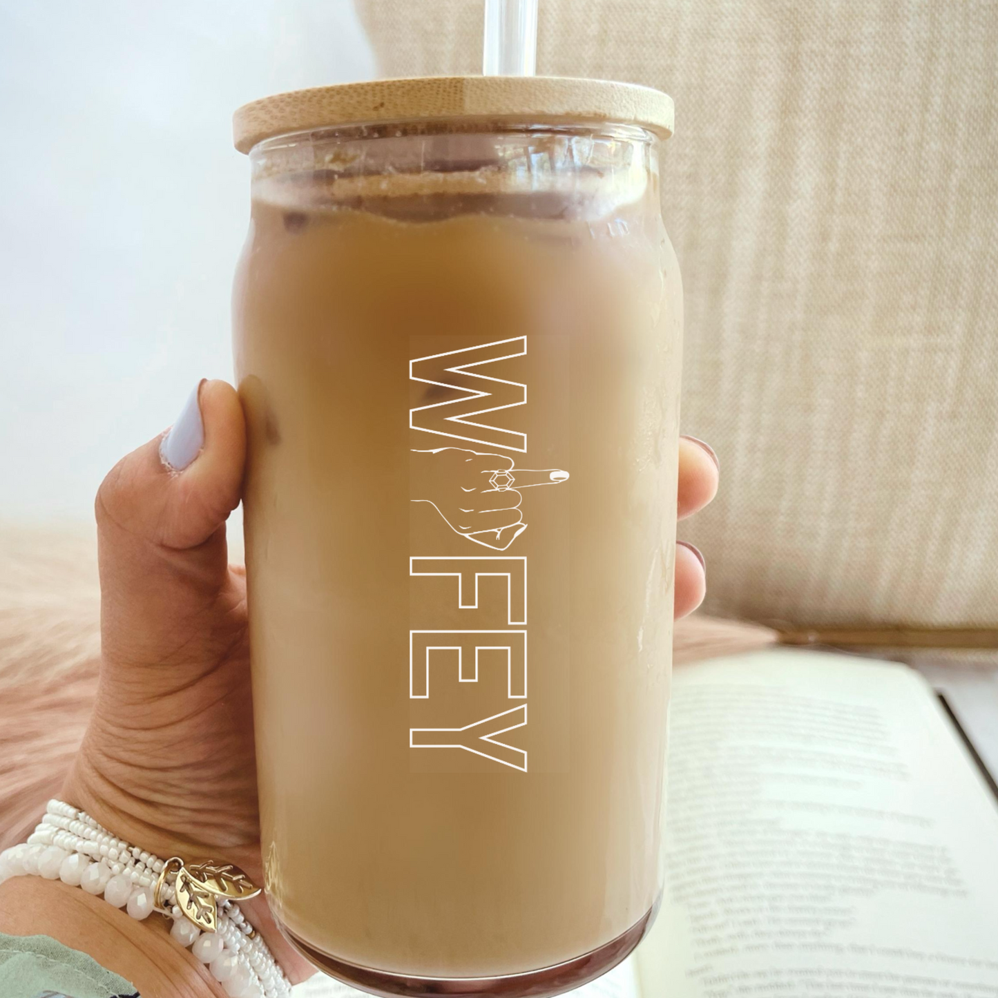 Wifey Glass Tumbler White