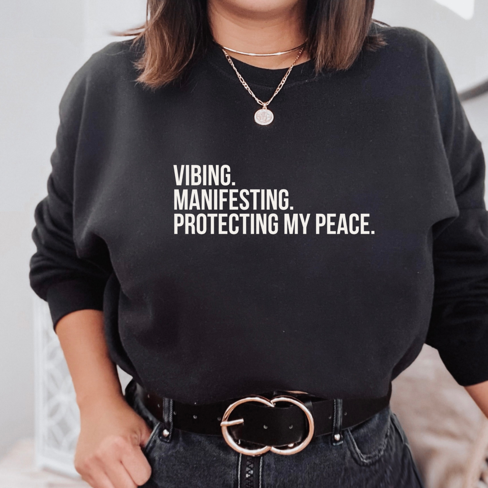 Vibing & Manifesting Sweatshirt & T-Shirt Sweatshirt