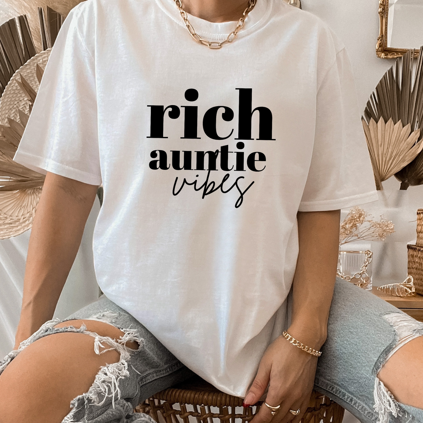 Rich Auntie Vibes T-Shirt White